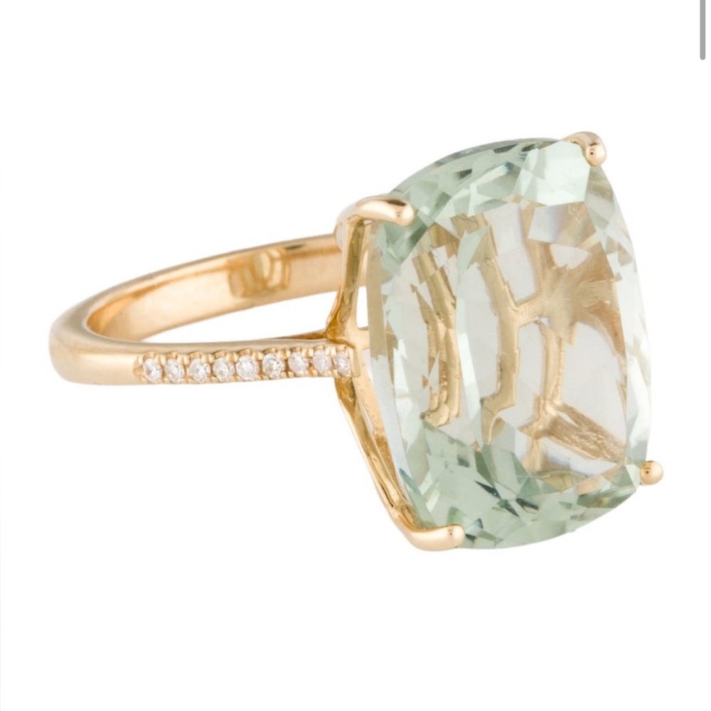 14k Prasiolite and Diamond Cocktail Ring